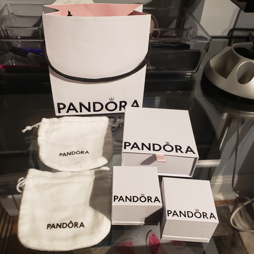 Pandora 2022 Bracelet Box, Charms Boxes, Cloth Pouches and Paper Bag